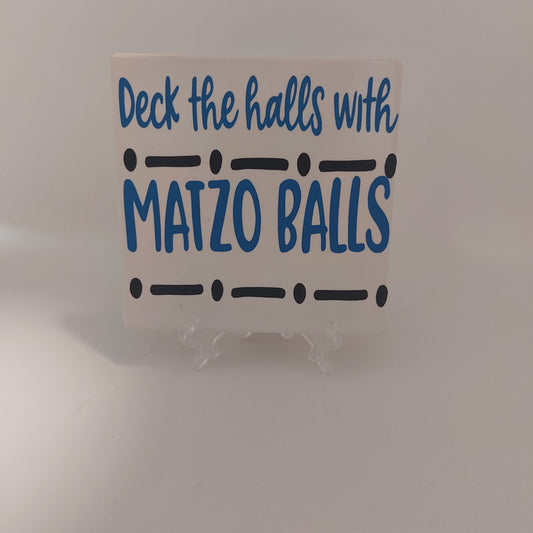 "Deck the Halls with Matzo Balls" Coaster