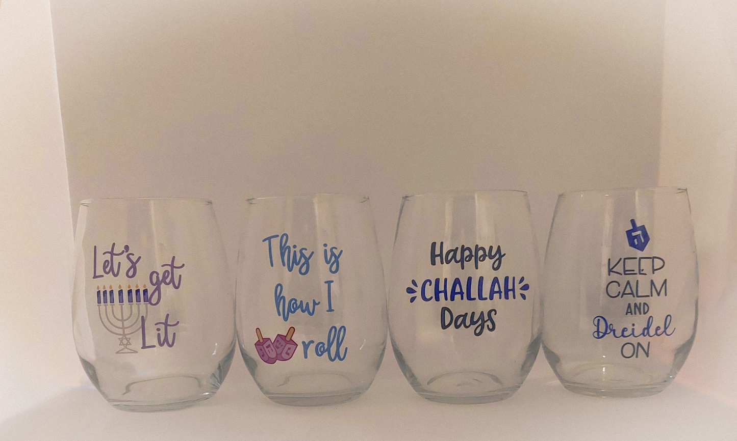 Set of 4 Stemless Wine Glasses – Festival of Lights Collection