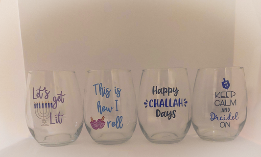 Set of 4 Stemless Wine Glasses – Festival of Lights Collection